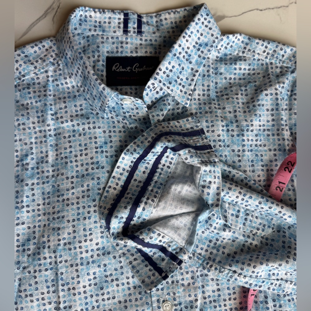 Robert Graham Modern Americana XL Tailored Fit Blue Polka Dot LS Shirt